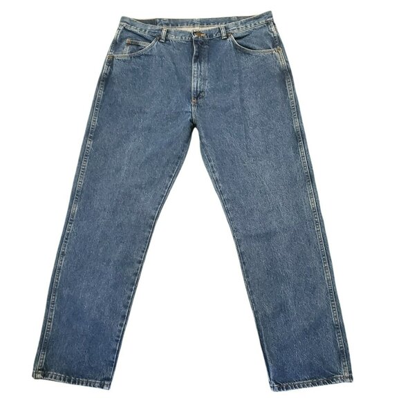 Men's Wrangler Jeans Blue Denim Pants Vintage 38x30 Regular Fit Cowboy 96501DS - Picture 2 of 11